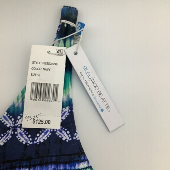 Bleu Rod Beattie Womens One Piece Cut Out Swimsuit Navy Ikat Size 6 NWT - Picture 3 of 5